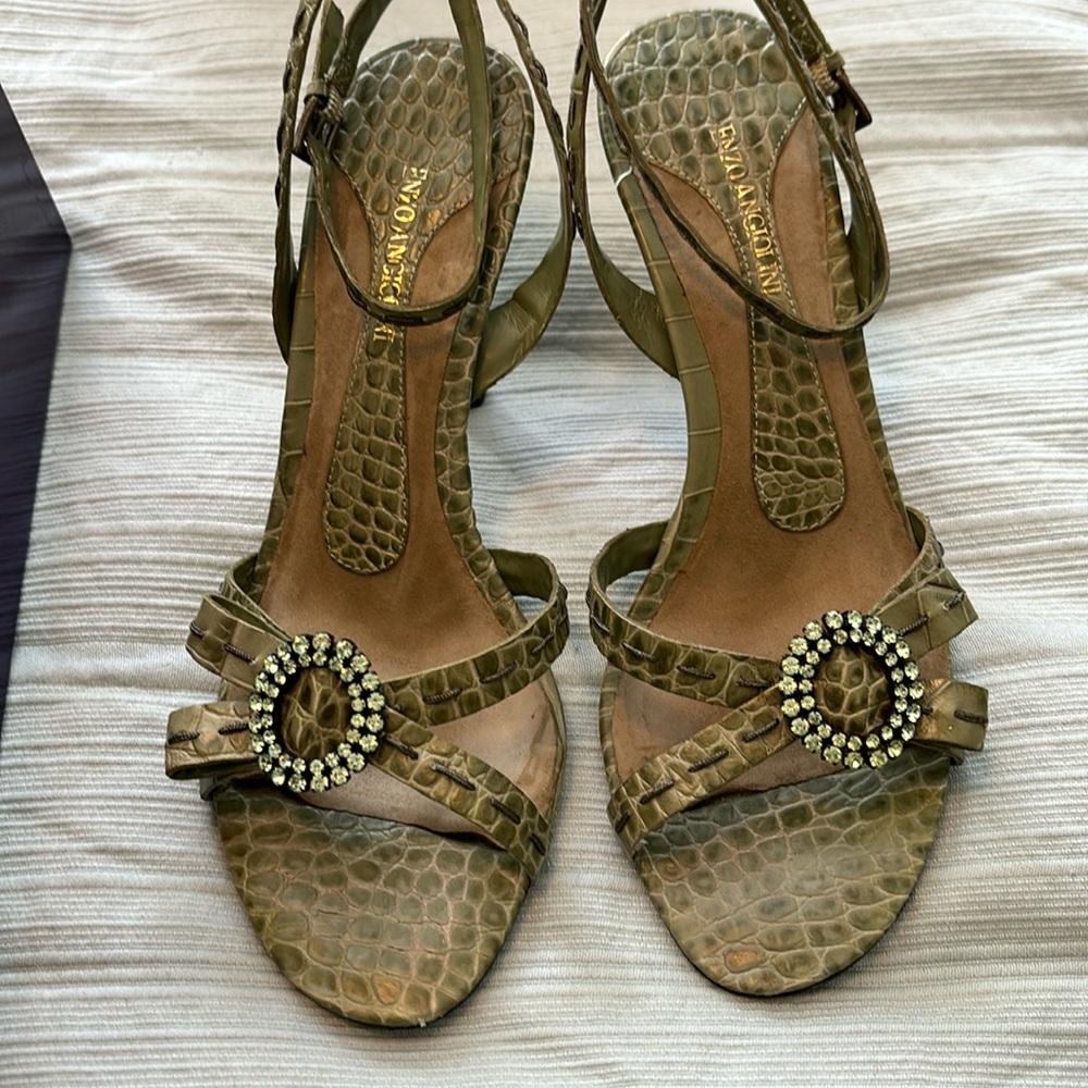 Gorgeous olive green strappy heels